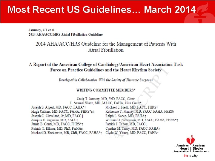 Most Recent US Guidelines… March 2014 Most Recent US Guidelines… March 2014