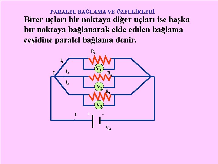 PARALEL BAĞLAMA VE ÖZELLİKLERİ Birer uçları bir noktaya diğer uçları ise başka bir noktaya