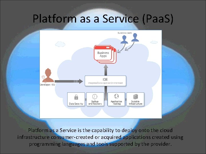 Platform as a Service (Paa. S) Platform as a Service is the capability to