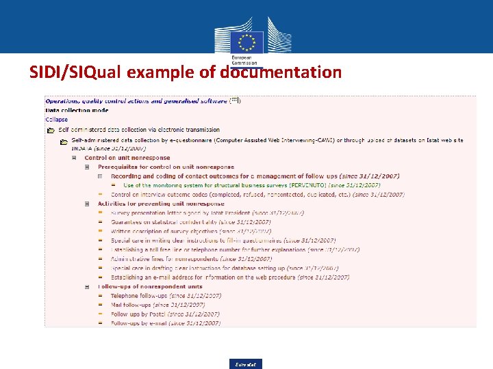 SIDI/SIQual example of documentation Eurostat SIDI/SIQual example of documentation Eurostat