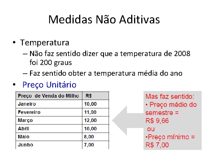 Medidas Não Aditivas • Temperatura – Não faz sentido dizer que a temperatura de