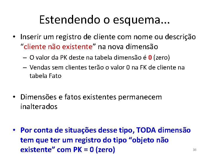 Estendendo o esquema. . . • Inserir um registro de cliente com nome ou