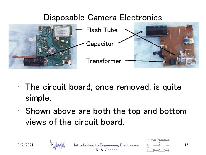 Disposable Camera Electronics Flash Tube Capacitor Transformer • The circuit board, once removed, is