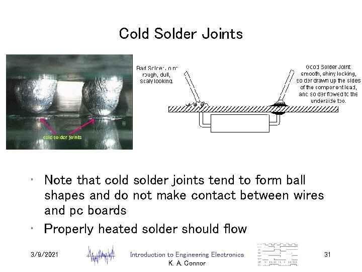 Cold Solder Joints • Note that cold solder joints tend to form ball shapes