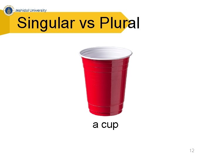 Singular vs Plural a cup 12 