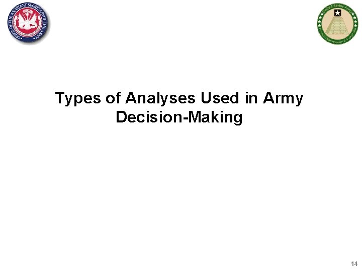 Types of Analyses Used in Army Decision-Making 14 