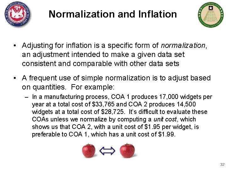 Normalization and Inflation • Adjusting for inflation is a specific form of normalization, an