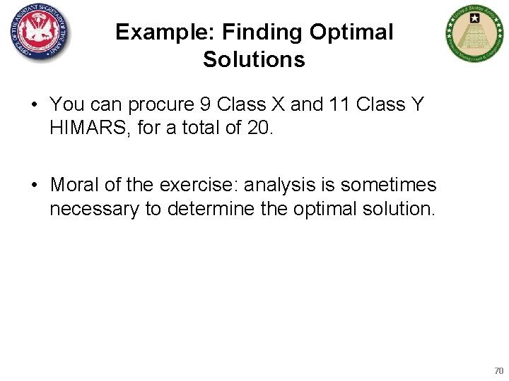 Example: Finding Optimal Solutions • You can procure 9 Class X and 11 Class