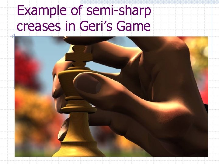Example of semi-sharp creases in Geri’s Game 