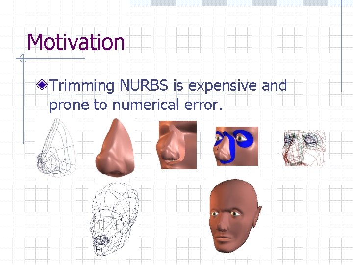 Motivation Trimming NURBS is expensive and prone to numerical error. 