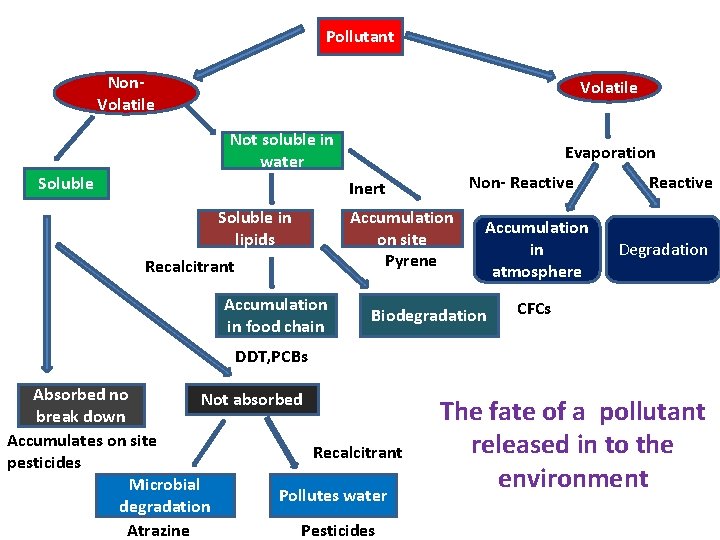 Pollutant Non. Volatile Not soluble in water Soluble Evaporation Non- Reactive Inert Soluble in