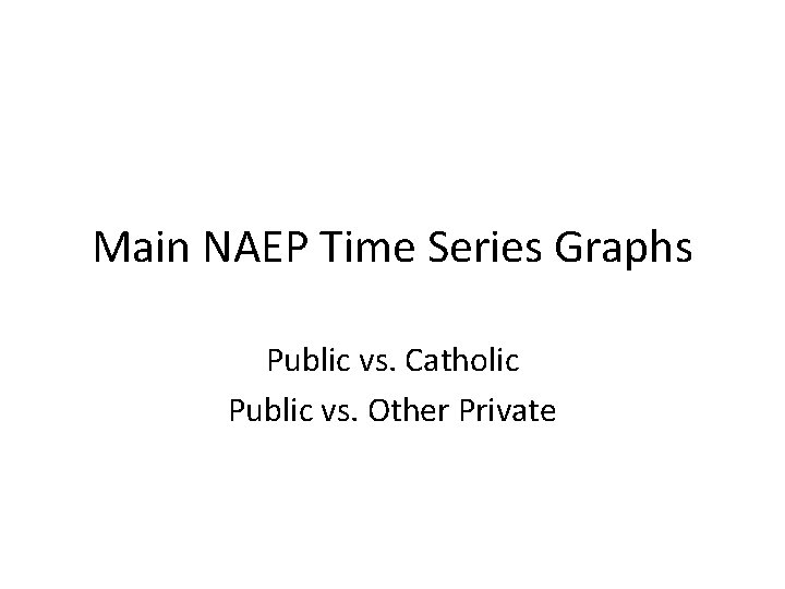 Main NAEP Time Series Graphs Public vs. Catholic Public vs. Other Private 