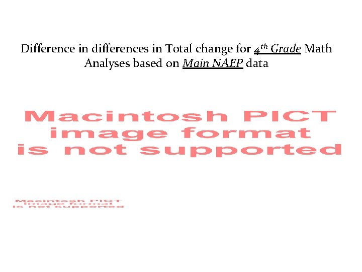 Difference in differences in Total change for 4 th Grade Math Analyses based on