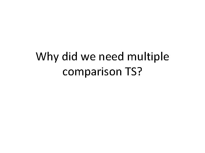 Why did we need multiple comparison TS? 