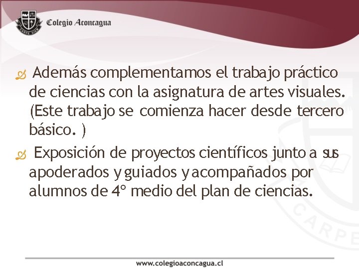  Además complementamos el trabajo práctico de ciencias con la asignatura de artes visuales.