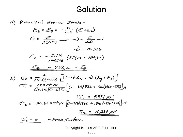 Solution Copyright Kaplan AEC Education, 2005 