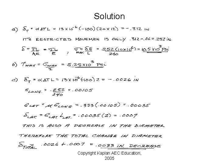 Solution Copyright Kaplan AEC Education, 2005 