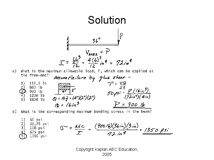 Solution Copyright Kaplan AEC Education, 2005 