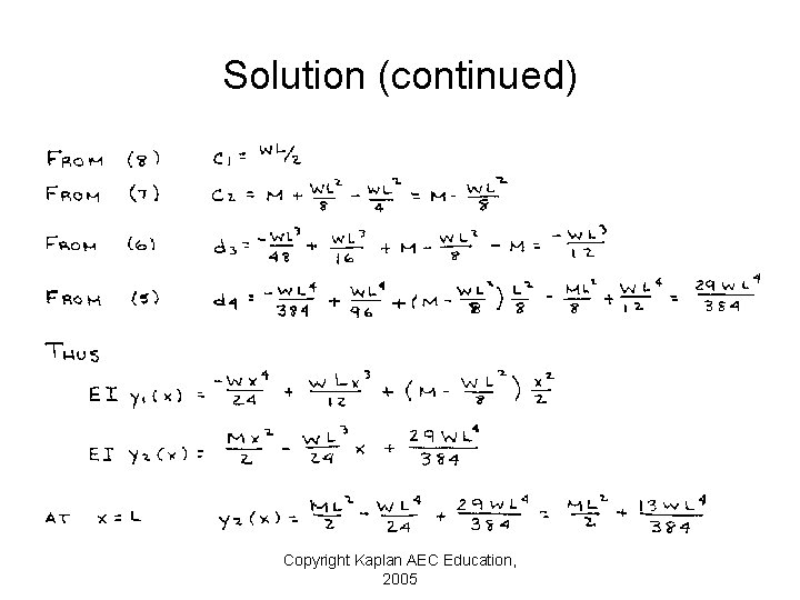 Solution (continued) Copyright Kaplan AEC Education, 2005 