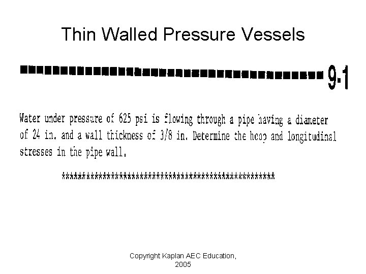 Thin Walled Pressure Vessels Copyright Kaplan AEC Education, 2005 