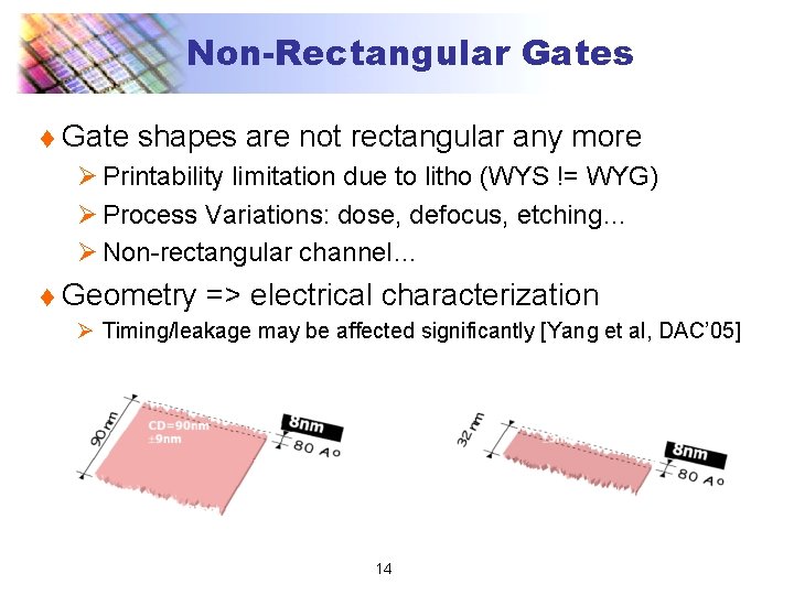 Non-Rectangular Gates t Gate shapes are not rectangular any more Ø Printability limitation due