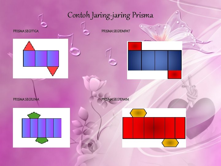Contoh Jaring-jaring Prisma PRISMA SEGITIGA PRISMA SEGIEMPAT PRISMA SEGILIMA PRISMA SEGIENAM 