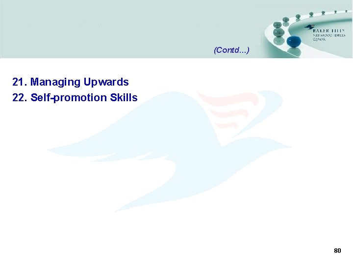 (Contd…) 21. Managing Upwards 22. Self-promotion Skills 80 