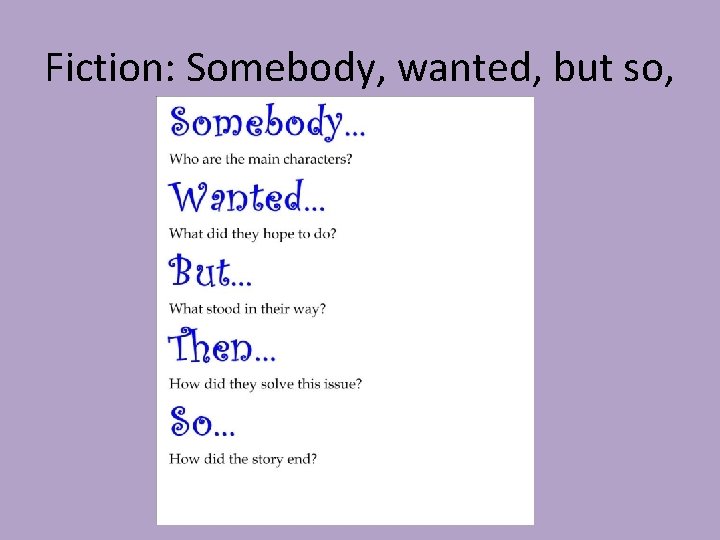 Fiction: Somebody, wanted, but so, 