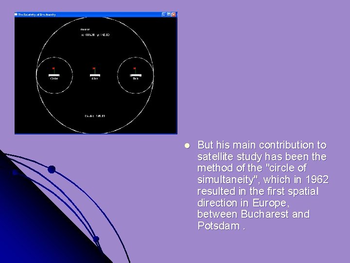 l But his main contribution to satellite study has been the method of the