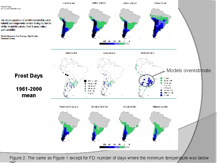 Frost Days Models overestimate 1961 -2000 mean Figure 2: The same as Figure 1