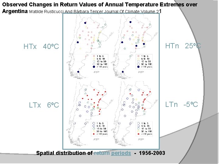 Observed Changes in Return Values of Annual Temperature Extremes over Argentina Matilde Rusticucci And
