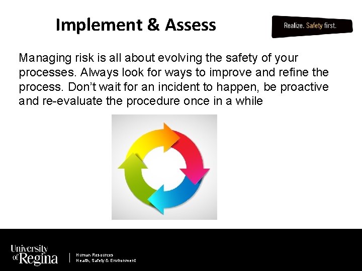 Implement & Assess Managing risk is all about evolving the safety of your processes.