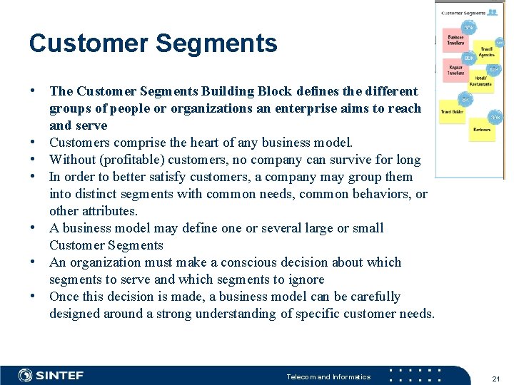 Customer Segments • The Customer Segments Building Block defines the different groups of people