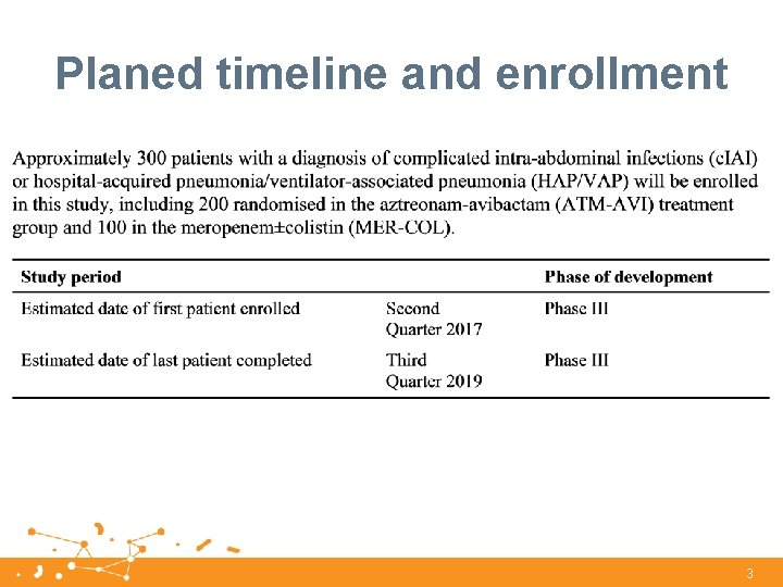 Planed timeline and enrollment 3 