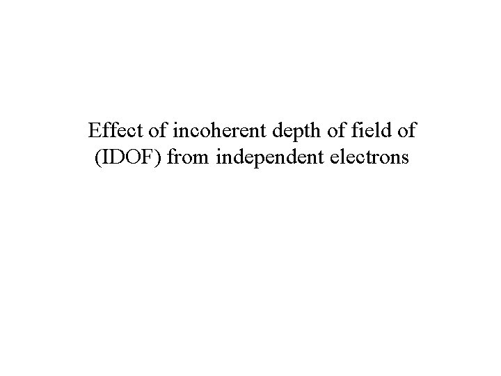 Effect of incoherent depth of field of (IDOF) from independent electrons 