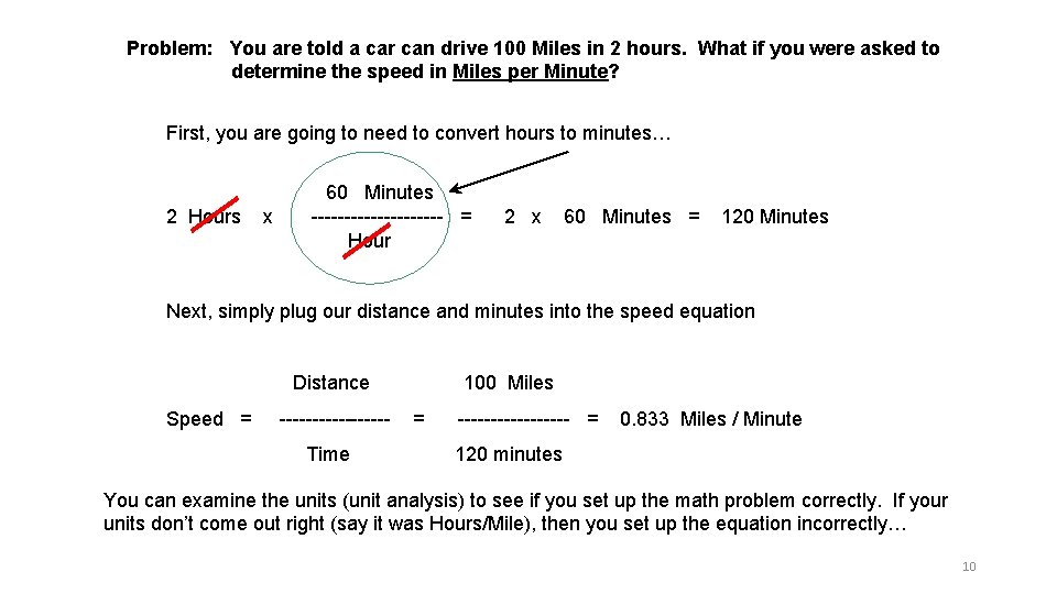 Problem: You are told a car can drive 100 Miles in 2 hours. What