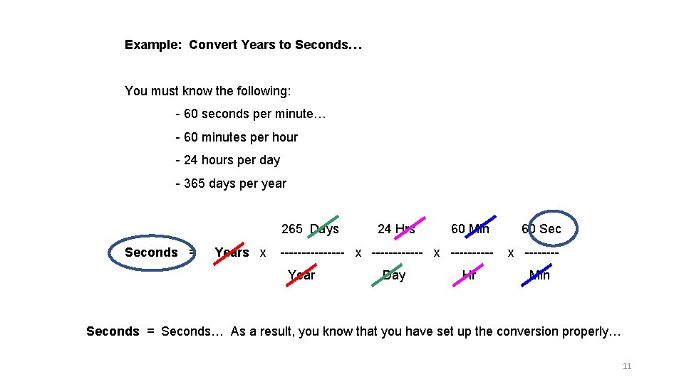 Example: Convert Years to Seconds… You must know the following: - 60 seconds per