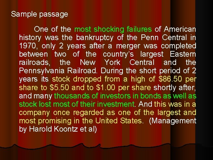 Sample passage One of the most shocking failures of American history was the bankruptcy