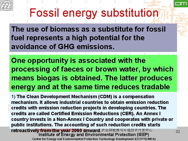 Fossil energy substitution The use of biomass as a substitute for fossil fuel represents