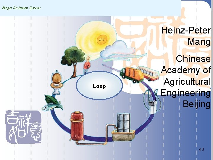 Biogas Sanitation Systems Heinz-Peter Mang Loop Chinese Academy of Agricultural Engineering Beijing 40 