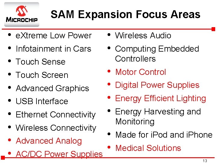 SAM Expansion Focus Areas • • • e. Xtreme Low Power Infotainment in Cars