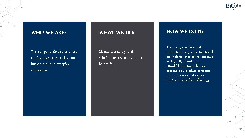 WHO WE ARE: The company aims to be at the cutting edge of technology