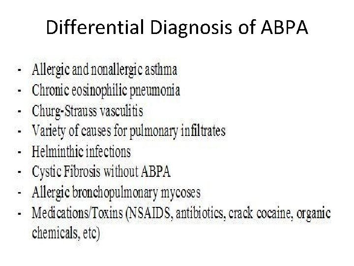 Differential Diagnosis of ABPA 