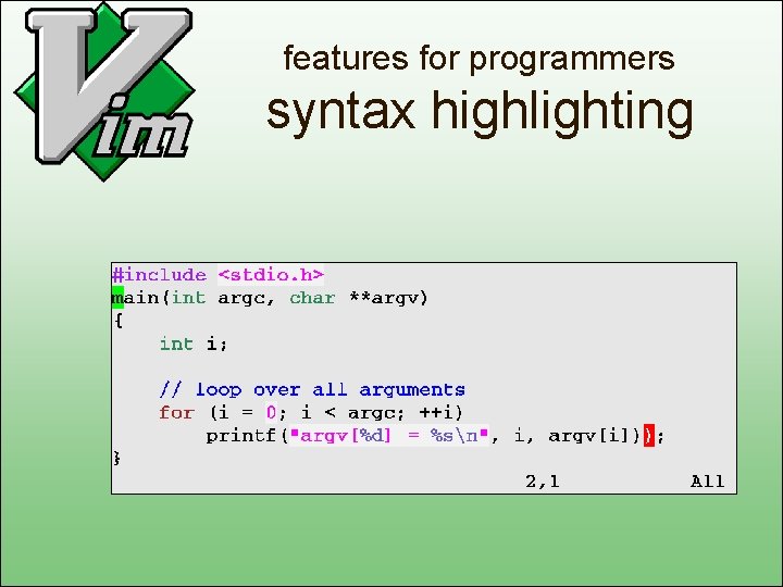 features for programmers syntax highlighting 