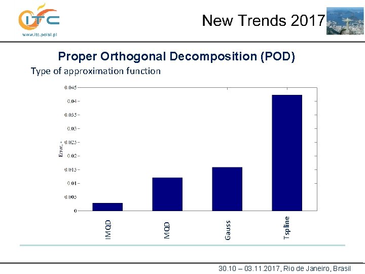 Proper Orthogonal Decomposition (POD) Tspline Gauss MQD IMQD Type of approximation function 30. 10