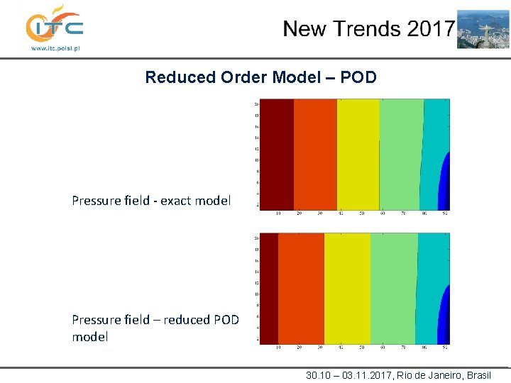 Reduced Order Model – POD Pressure field - exact model Pressure field – reduced