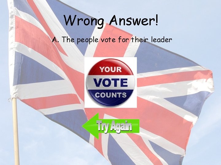 Wrong Answer! A. The people vote for their leader 