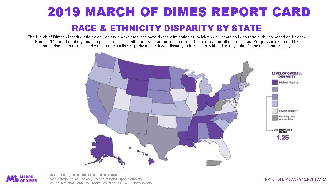 2019 MARCH OF DIMES REPORT CARD RACE & ETHNICITY DISPARITY BY STATE The March