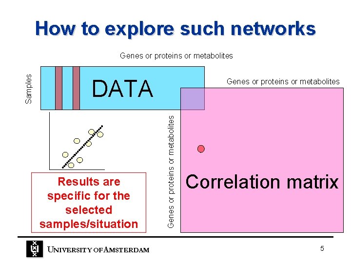 How to explore such networks DATA Results are specific for the selected samples/situation UNIVERSITY How to explore such networks DATA Results are specific for the selected samples/situation UNIVERSITY