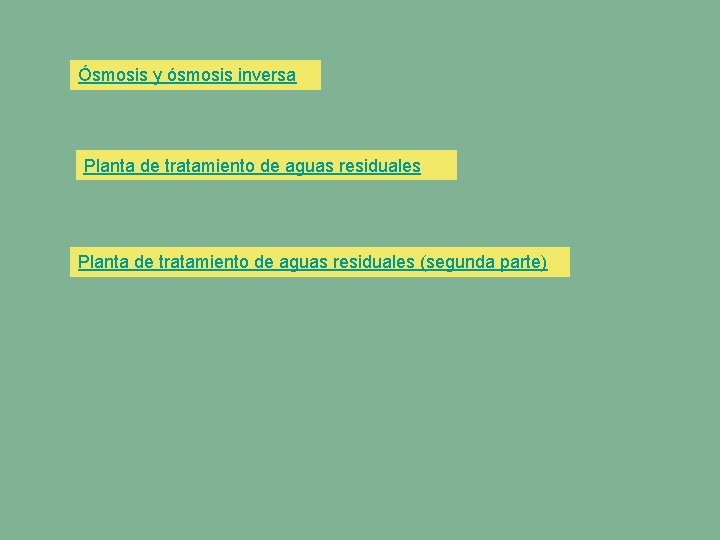 Ósmosis y ósmosis inversa Planta de tratamiento de aguas residuales (segunda parte) 